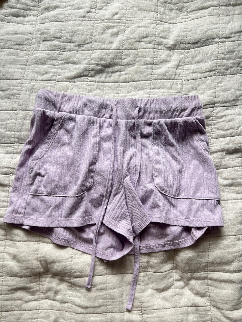 Roxy Lavender Ribbed Drawstring Athletic Shorts